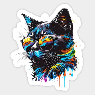 Cool Colorful Cat Sticker